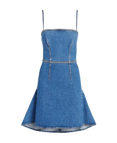 Alexander Mcqueen Kickback Denim Minidress In Blue