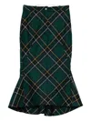 Alexander Mcqueen Wool Tartan Flared Skirt With Belt Loops In Multi