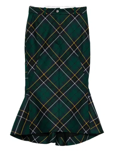 Alexander Mcqueen Kickback-detail Plaid Skirt In Multi
