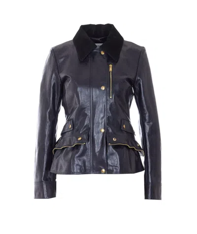 Alexander Mcqueen Kickback Leather Jacket In Black