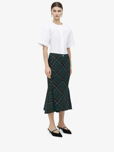 ALEXANDER MCQUEEN KICKBACK WOOL TARTAN SKIRT