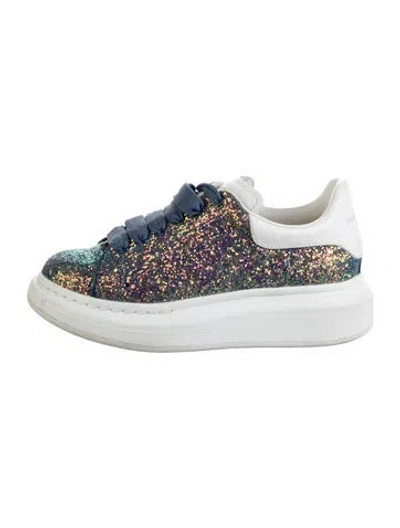 Pre-owned Alexander Mcqueen Babies' Kids Girls Glitter Low Top Sneakers In Blue/metallic