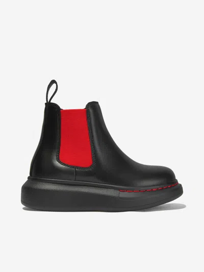 Alexander Mcqueen Kids Leather Chunky Chelsea Boots Eu 34 Uk 2 Black