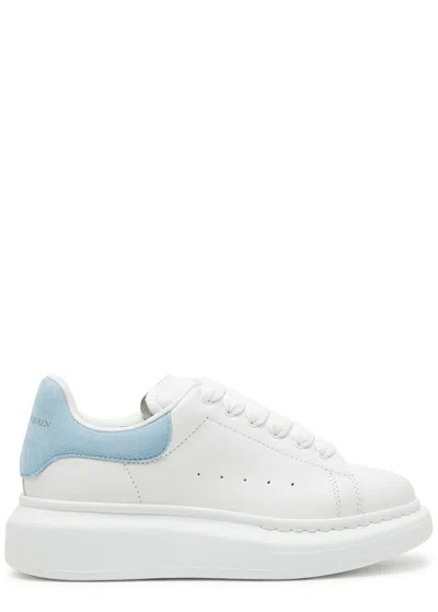Alexander Mcqueen Kids Oversized Leather Sneakers In Blue And White