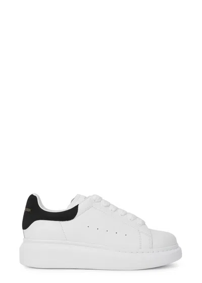 Alexander Mcqueen Kids Oversized Leather Sneakers In White And Black