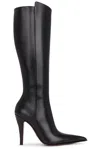 Alexander Mcqueen Faux Leather Birdee Knee-high Boots 105 In Black