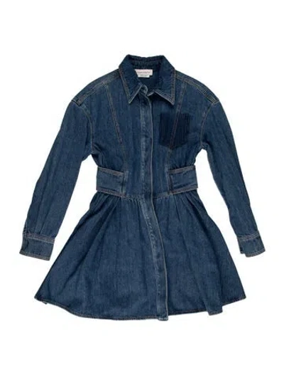 Pre-owned Alexander Mcqueen Knee-length Dress In Blue