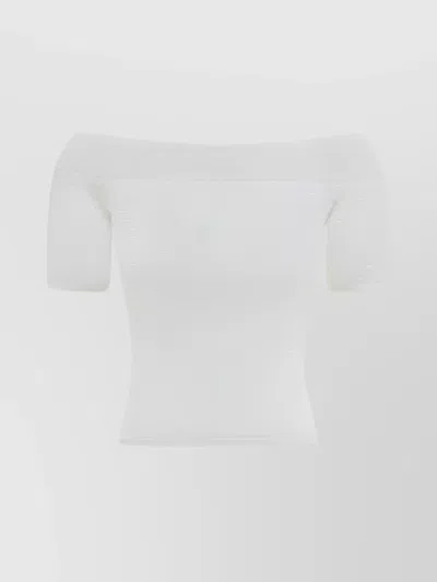 Alexander Mcqueen Knit Off-shoulder Ribbed Top In White