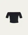 Alexander Mcqueen Off-the-shoulder Stretch-knit Top In Black