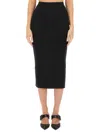 Alexander Mcqueen Alexander Mc Queen Black Ribbed Pencil Skirt In Black