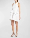 Alexander Mcqueen Knit Tank Mini Dress With Faille Peplum Skirt In White