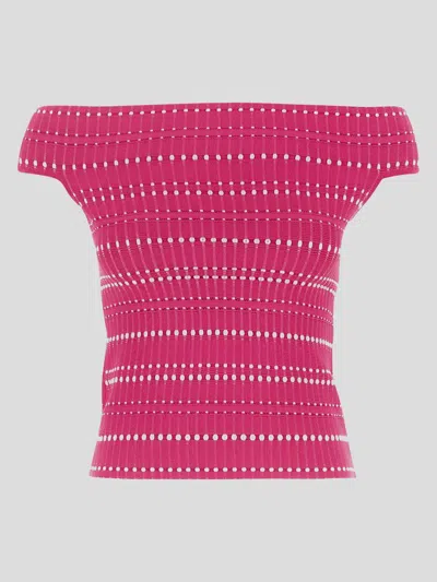 Alexander Mcqueen Knit Top In 6092 Pink/white