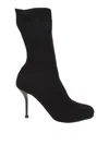Alexander Mcqueen Black Stretch Nylon Ankle Boots In Black