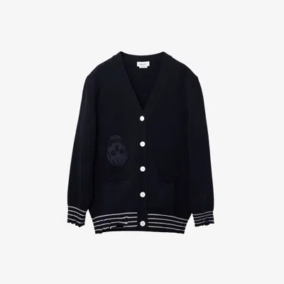 Alexander Mcqueen Reverse Skull-embroidered Cardigan In Navy