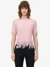 Alexander Mcqueen Knitted Cobweb Lace Top In Blanshee Pink