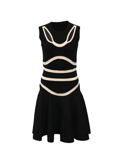 Pre-owned Alexander Mcqueen Knitted Cutout Dress In Black