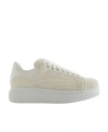Alexander Mcqueen Knitted Lace-up Sneakers In Gray