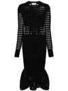 Alexander Mcqueen 3-d Cutout Mesh Mermaid Skirt Midi Dress In Schwarz