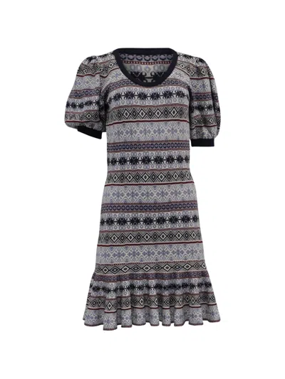 Pre-owned Alexander Mcqueen Knitted Puffed-sleeve Midi Dress In Neutral