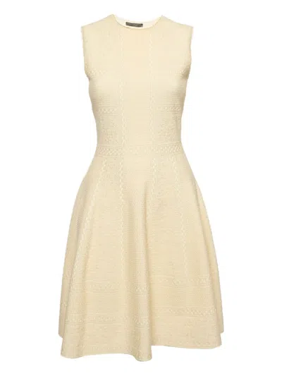 Pre-owned Alexander Mcqueen Knitted Textured Mini Dress In Neutral