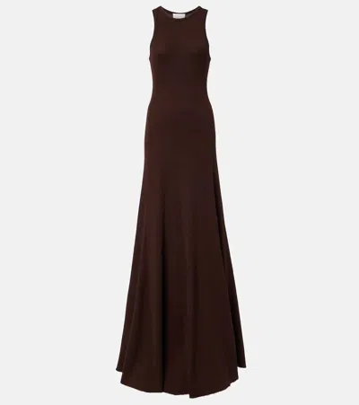 Alexander Mcqueen Knitted Wool Maxi Dress In Brown