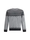 Alexander Mcqueen Mcqueen Skull Fair Isle Wool Crewneck Sweater In Gray