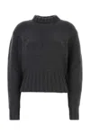 Alexander Mcqueen Melange Dark Grey Stretch Wool Blend Sweater In Grey