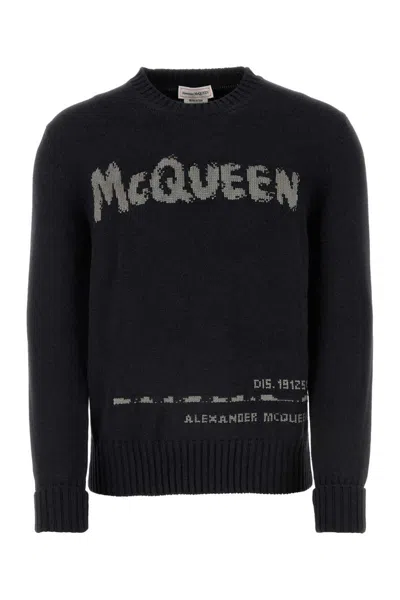 Alexander Mcqueen Knitwear In Charcoal/steel