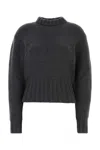 Alexander Mcqueen Melange Dark Grey Stretch Wool Blend Sweater In Grey