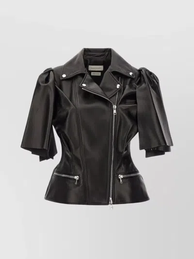 Alexander Mcqueen Leather Jackets In Black