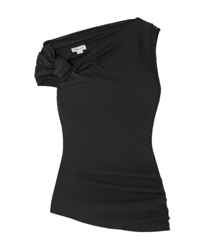 ALEXANDER MCQUEEN ALEXANDER MCQUEEN KNOT-DETAILED ASYMMETRIC-HEM TOP