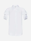 Alexander Mcqueen Knot Sleeves Cotton Shirt In Optical White