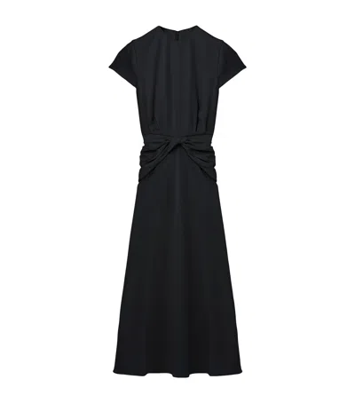 Alexander Mcqueen Knot-waist Midi Dress In Black