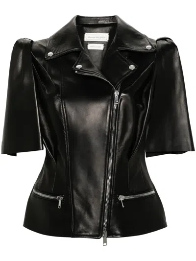 Alexander Mcqueen Leather Jackets In Black