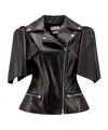 Alexander Mcqueen Women Sleeveless Leather Jacket With Knotted Drapery In Black
