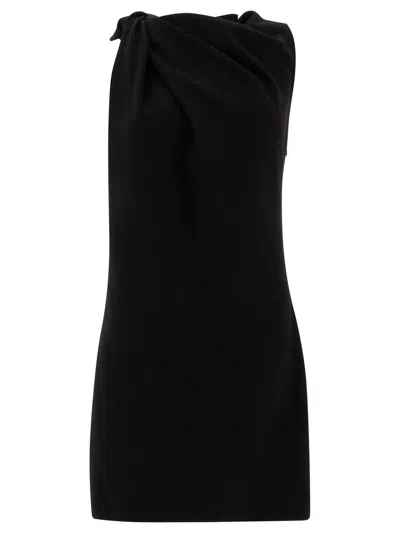 Alexander Mcqueen Knotted Detail Mini Dress In Black