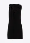 Alexander Mcqueen Knotted Sleeveless Mini Dress In Wool In Black