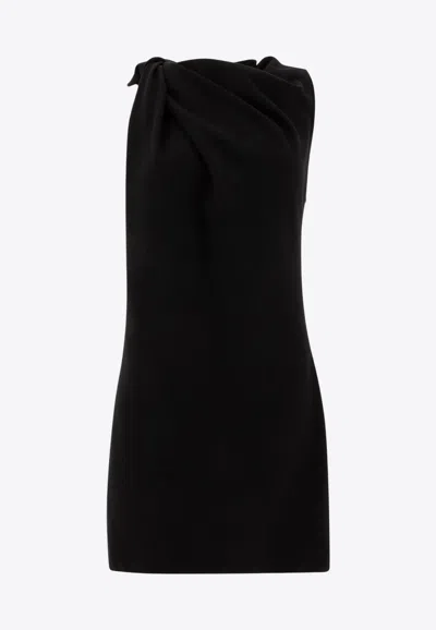 Alexander Mcqueen Knotted Sleeveless Mini Dress In Wool In Black