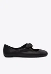 Alexander Mcqueen Knotted-strap Leather Ballet Flats In Black