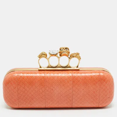 Pre-owned Alexander Mcqueen Knuckle Box Orange Ayers Clutch