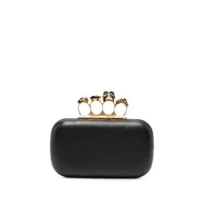 Alexander Mcqueen Knuckle Clutch Bag In Gold/black