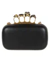 Alexander Mcqueen Skull Four Ring Embellished Clutch In Black