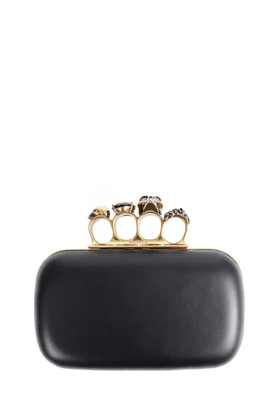 Alexander Mcqueen Knuckle Clutch With Chain In Black