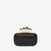 Alexander Mcqueen Structured Clutch With Chain Strap And Knuckle Rings In Black