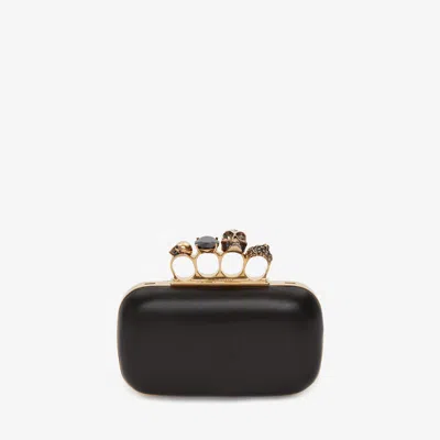 Alexander Mcqueen Knuckle Clutch With Chain In Black