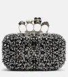 Alexander Mcqueen Studded Crystal-embellished Satin Clutch In Black