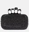 Alexander Mcqueen Skull Crystal Embellished Four-ring Box Clutch In Silver