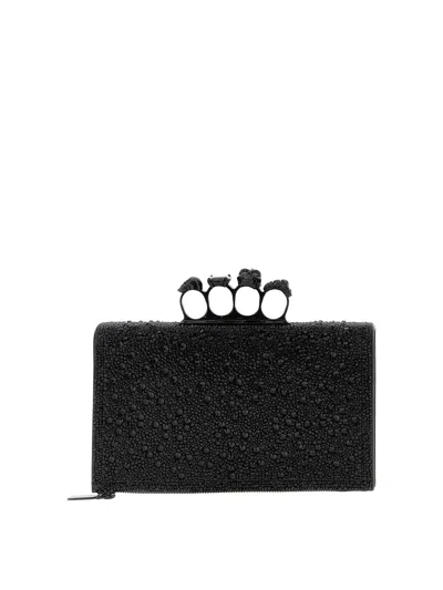Alexander Mcqueen Knuckle Flat Clutch In Black