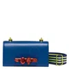 Alexander Mcqueen Knuckle Jeweled Leather Satchel In Blue