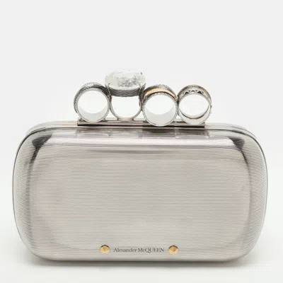Pre-owned Alexander Mcqueen Knuckle Silver Tone Metal Clutch